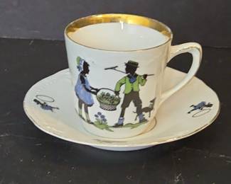 Vintage German Porcelain ChildThemed Demitasse Cup and Saucer