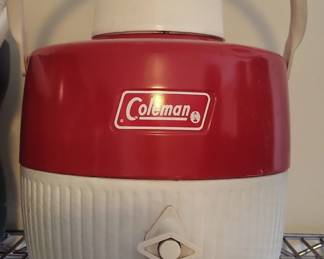 Vintage Coleman Gallon Red White Water Jug Cooler