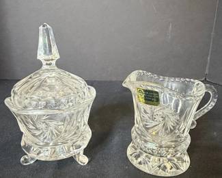 Lausitzer Hobstar Lead Crystal Cream and Sugar Set