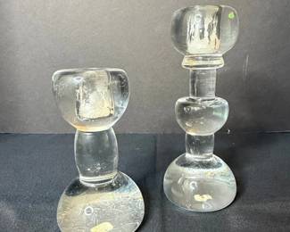 Vintage Mexican Blown Glass Candlestick Set