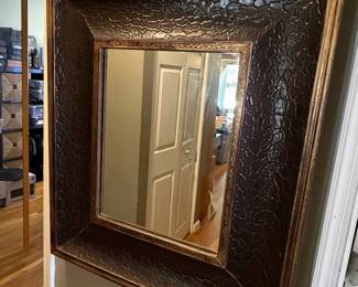 Distressed Embossed Bronze Framed Wall Vanity Mirror
