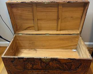 Antique Chinese HandCarved Camphor Wood Hope Chest
