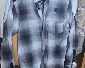 HarleyDavidson Mens Grey Black Plaid Long Sleeve ButtonDown Shirt