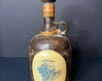 Fausto Corduri Leather Wrapped Wine Decanter with Grapes