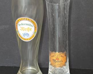 Vintage German Beer Glasses Neckarmller Weisse and Maders Pilsner