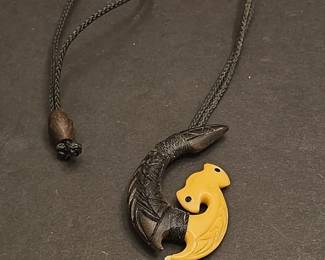 MaoriStyle Hei Matau Bone and Wood Pendant
