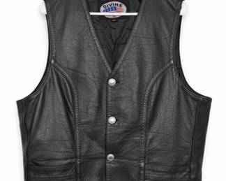Divine Leather Motorcycle Vest with Buffalo Nickel Buttons