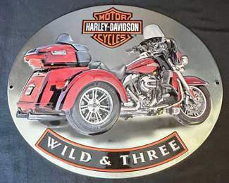 HarleyDavidson Wild Three Embossed Metal Sign
