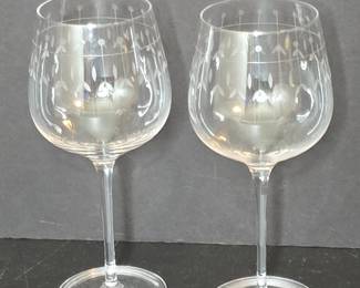 Mikasa Cheers Etched Glass Wine Goblets
