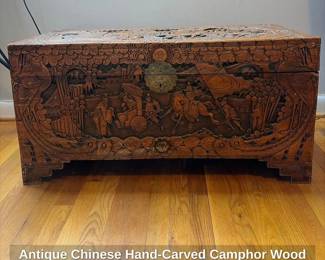 Antique Chinese HandCarved Camphor Wood Hope Chest