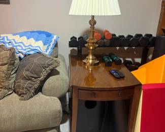 . . . brass lamp on end table