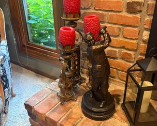 . . . golf statue and candle pedestals