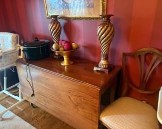 . . . antique drop leaf table with great accents and slow cooker