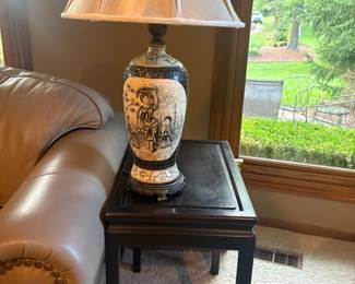 . . . ceramic lamp on end table