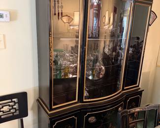 Drexel Chinoiserie Breakfront with original curved glass.  Et Cetera line 
