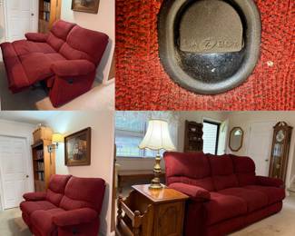 Burgundy La-Z-Boy Reclining Loveseat & sofa