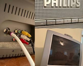 vintage Philips CRT television featuring standard composite and coaxial antenna connections
