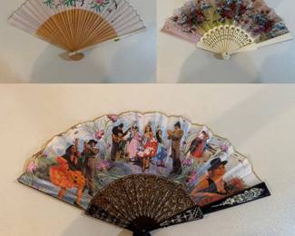 traditional Spanish folding hand fans W/filigree guard