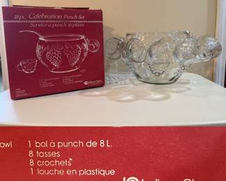18 pc Celebration Indiana Glass Punch Bowl Set