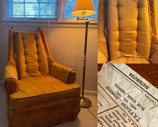 Vintage 60’s MCM Hollywood Regency Tall Back Gold Velvet skirted Side Chair