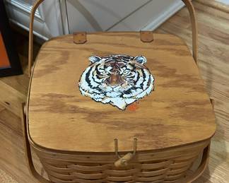 Hand painted Longaberger Picnic Basket for Clemson Tailgating
