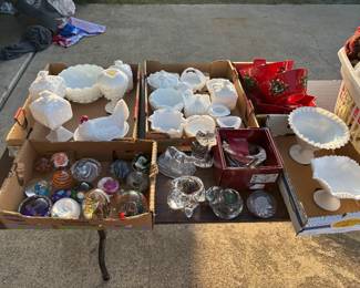 Glassware milk glass paperweights 