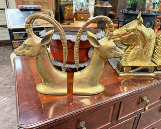 MCM Brass Antelope Bookends