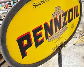 Pennzoil Porcelain Sign w/ Stand