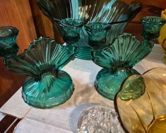 Jeannette Ultramarine Swirl double candlesticks