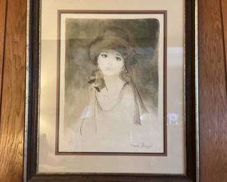Benard Charoy Signed Framed Lithograph Woman