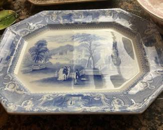 Blue & White Transfer-ware Platter