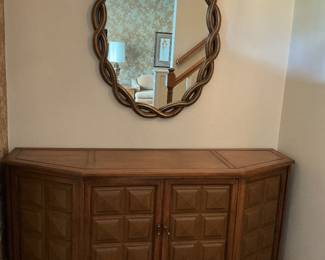 Hollywood Regency Style Braided Mirror-Mid Century Sideboard