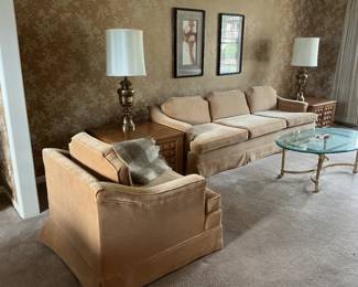 MCM Updated Vintage Upholstery Sofa / Chair