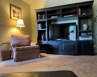 Arhause Entertainment Center _ Brass Floor Lamp - Books