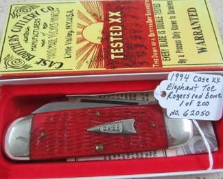 1994 Case XX Elephant Toe w/Rogers Red Bone Handles - 1 of 200