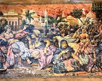Vintage Orientalist Scene Machine-Woven Tapestry