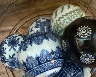 Vintage Blue and White Porcelain Carpet Balls