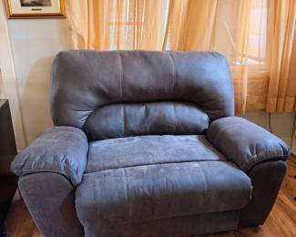 Grey Upholstered Recliner Armchair