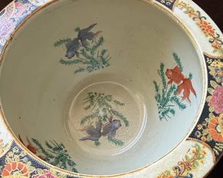 Vintage Satsuma Style Chinese Fish Bowl Planter