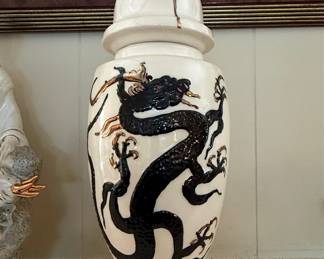Vintage Ceramic Dragon Jar