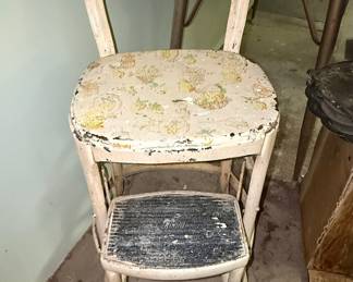Vintage Cosco Fruit Pattern Step Stool Chair