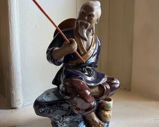 Vintage Shiwan Ceramic Fisherman Figurine