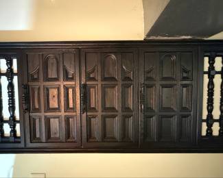 Vintage Spanish Colonial Style Wall Cabinet with Spindles
