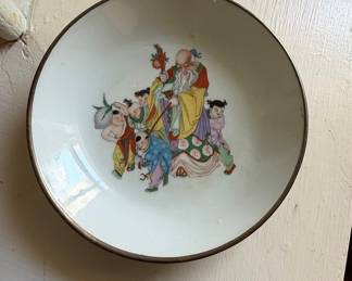 Vintage Chinese Porcelain Decorative Dish - Shou Xing