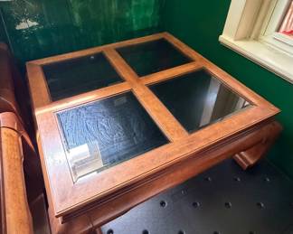 Vintage Asian-Style Glass-Top Coffee and End Tables