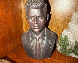 Vintage John F. Kennedy Bronze-Tone Bust Statue