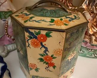 Vintage Peek Frean Hexagonal Chinoiserie Tin
