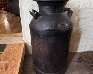Vintage Steel Milk Can with Lid