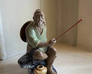 Vintage Chinese Shiwan Mudman Fisherman Incense Holder