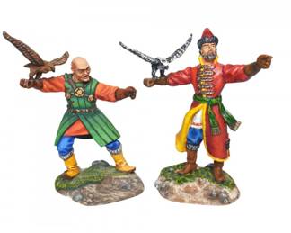14th Century Mongol Figures Engaged In Falconry